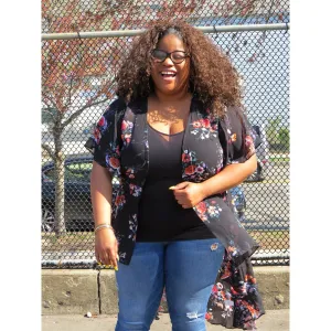 Black Floral Duster