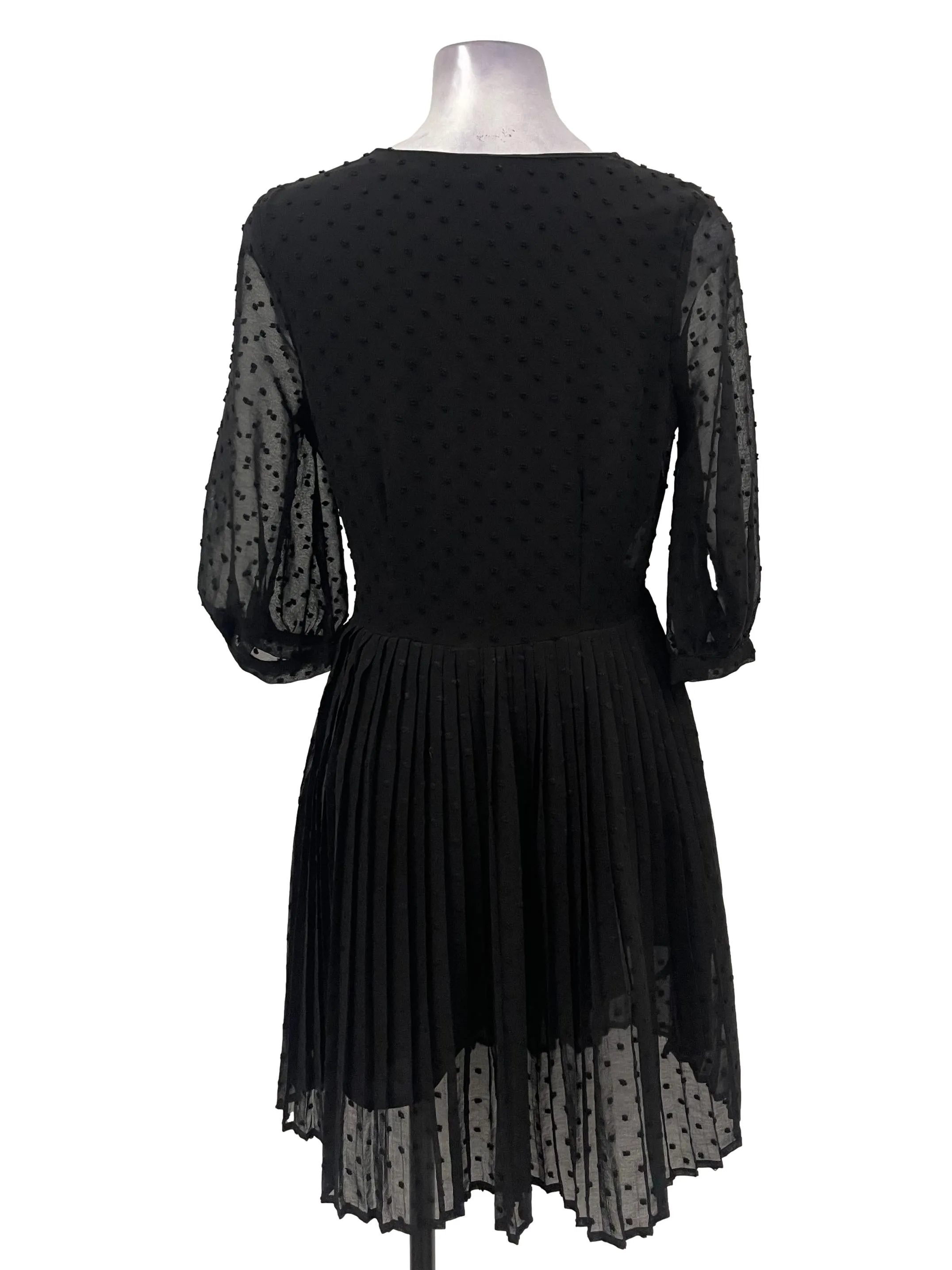 Black Lace Pleated Dress
