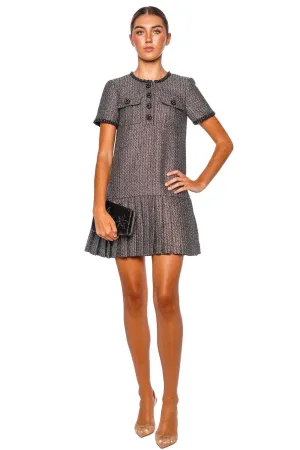 Black Metallic Boucle Mini Dress