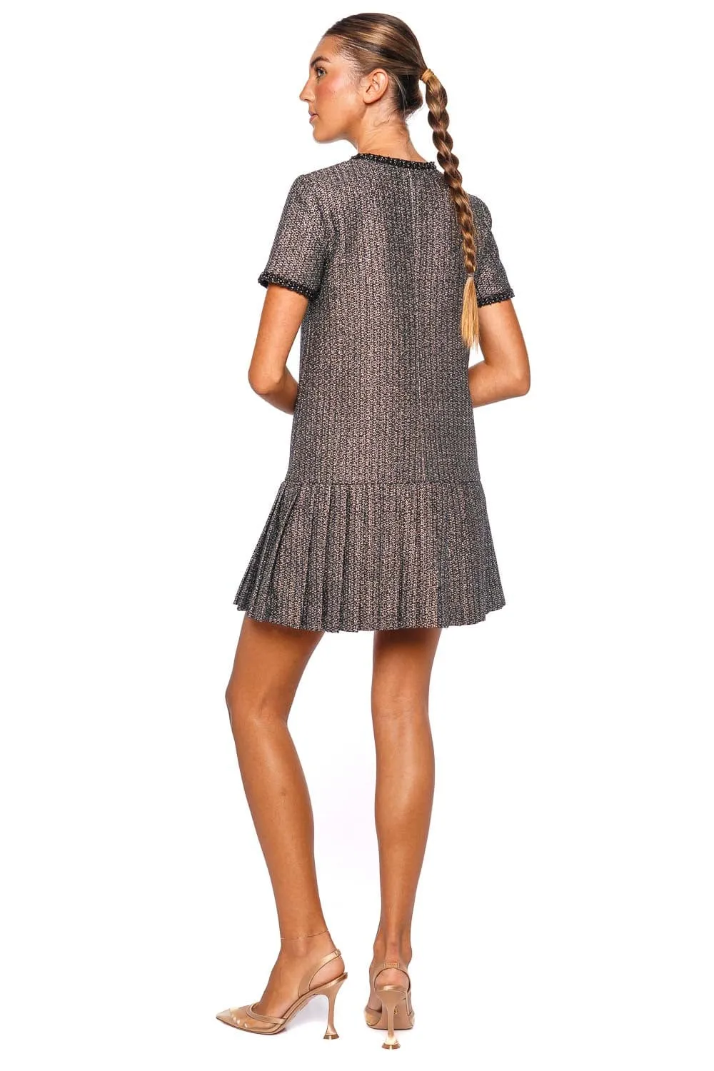 Black Metallic Boucle Mini Dress