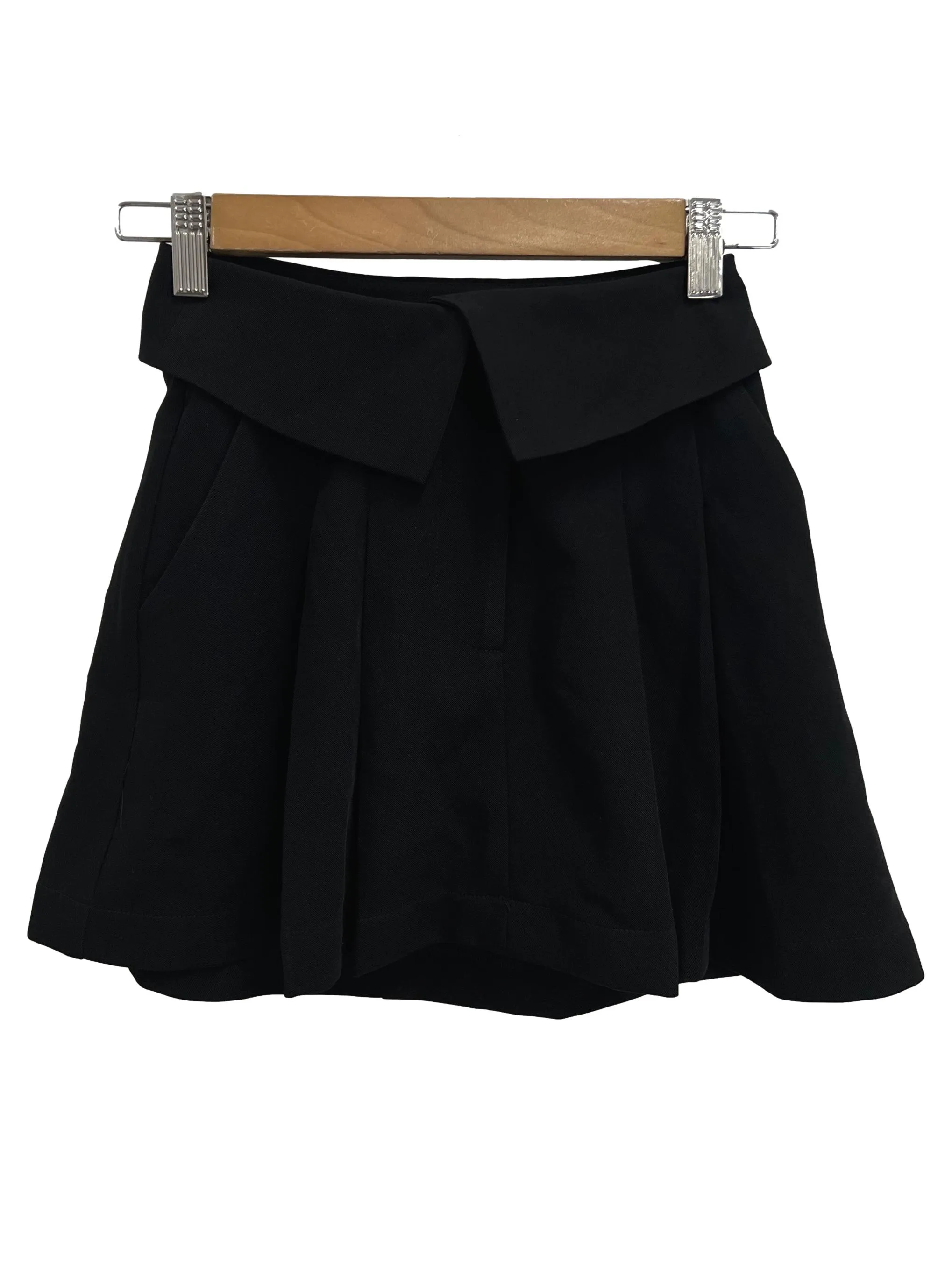Black Pleated Collar Skort