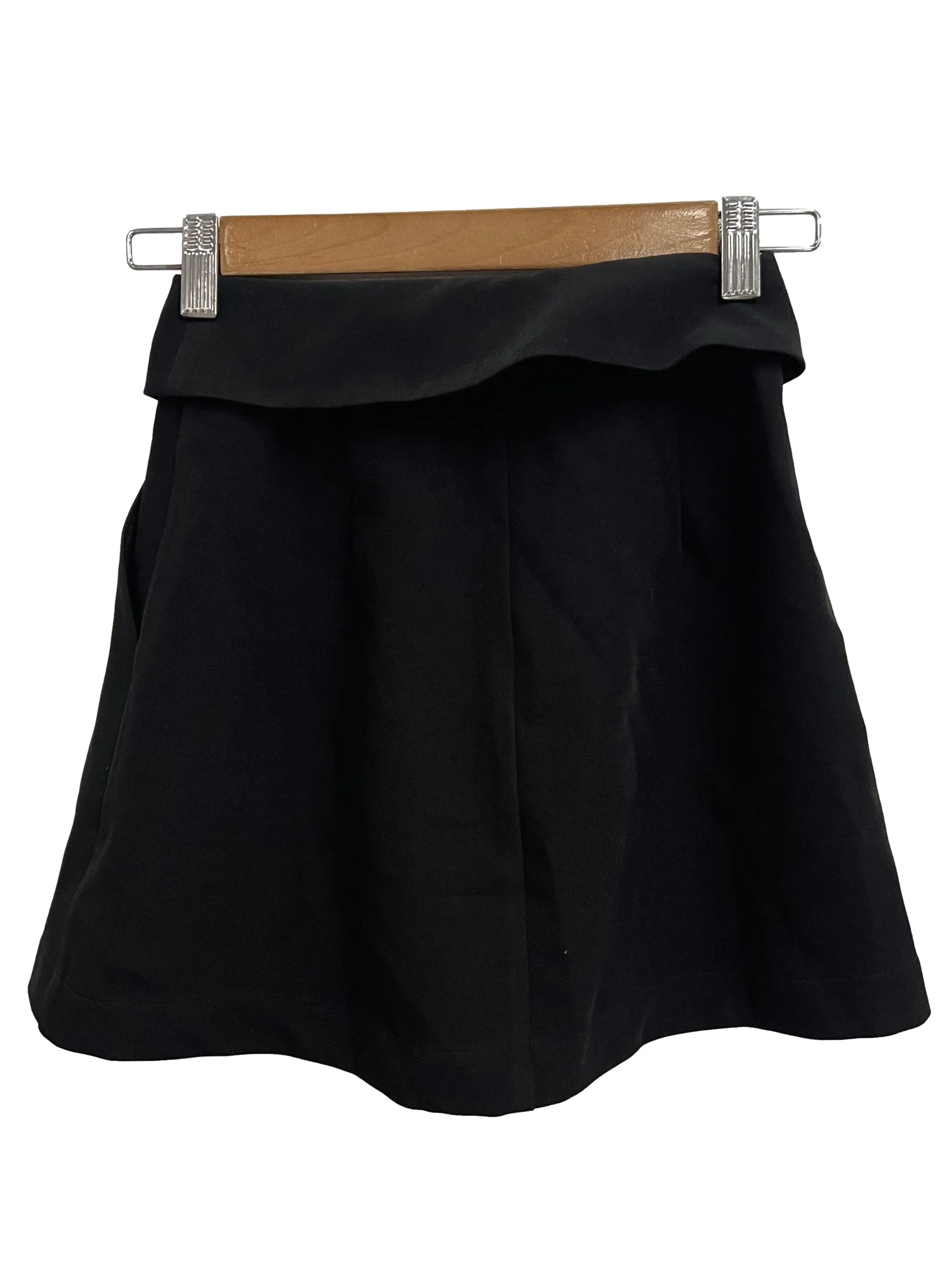 Black Pleated Collar Skort
