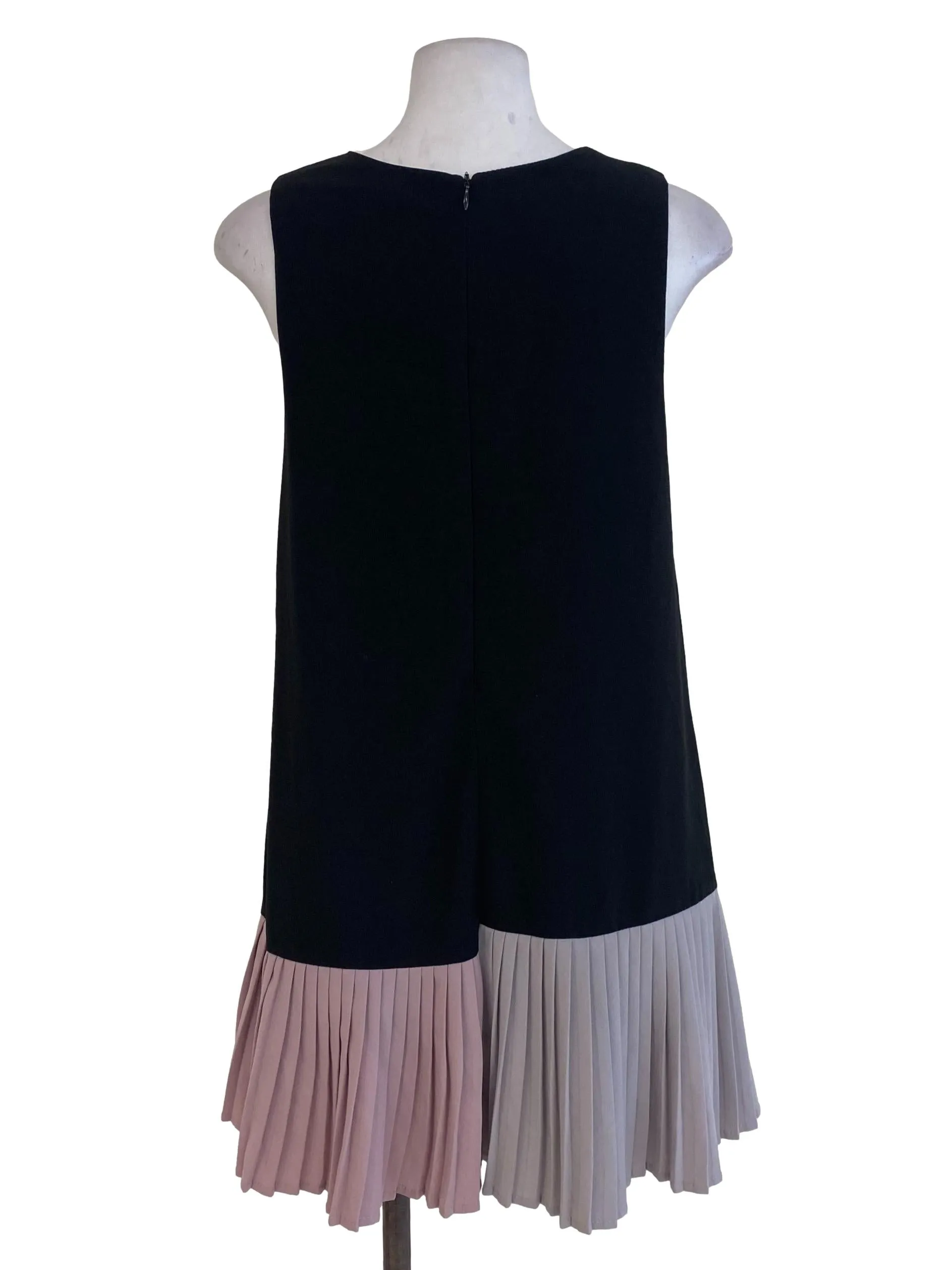 Black Purple Pleated Tunic Dress