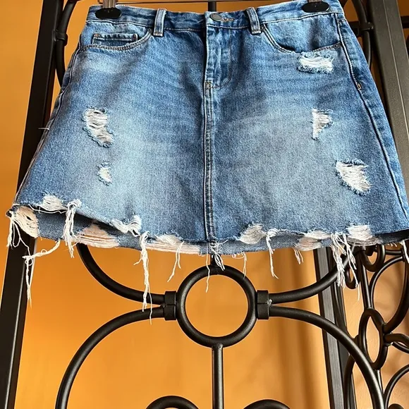 BLANKNYC Distressed Denim Mini Skirt
