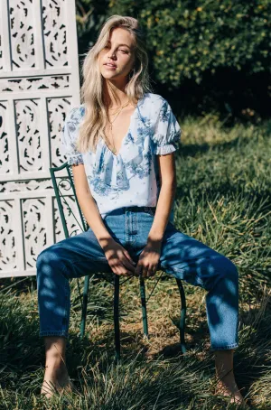 Blossom Blouse- Dusty Blue Floral