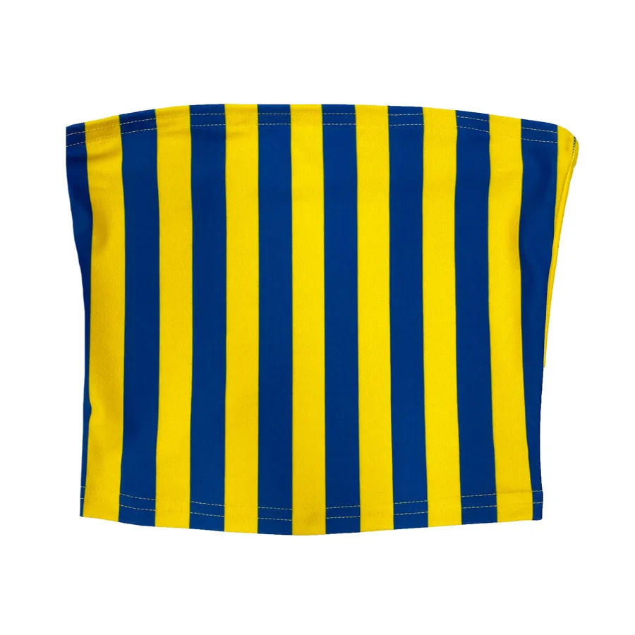 Blue & Yellow Striped Tube Top