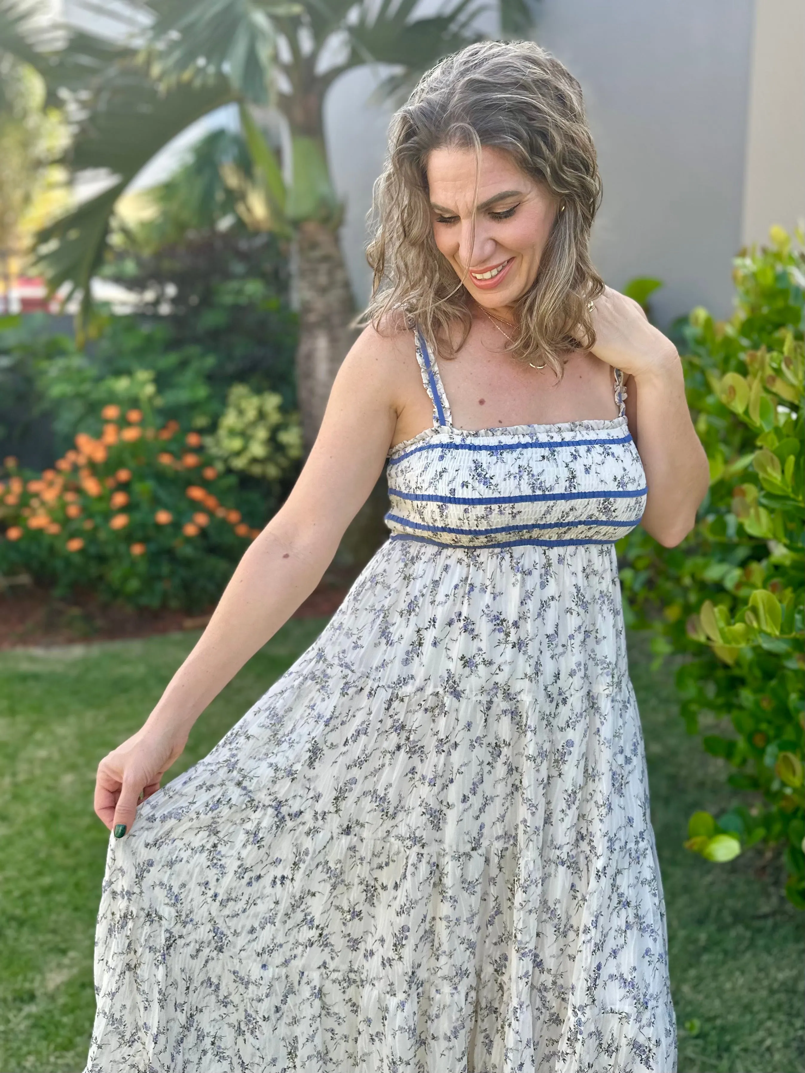 Blue Flower Maxi Dress
