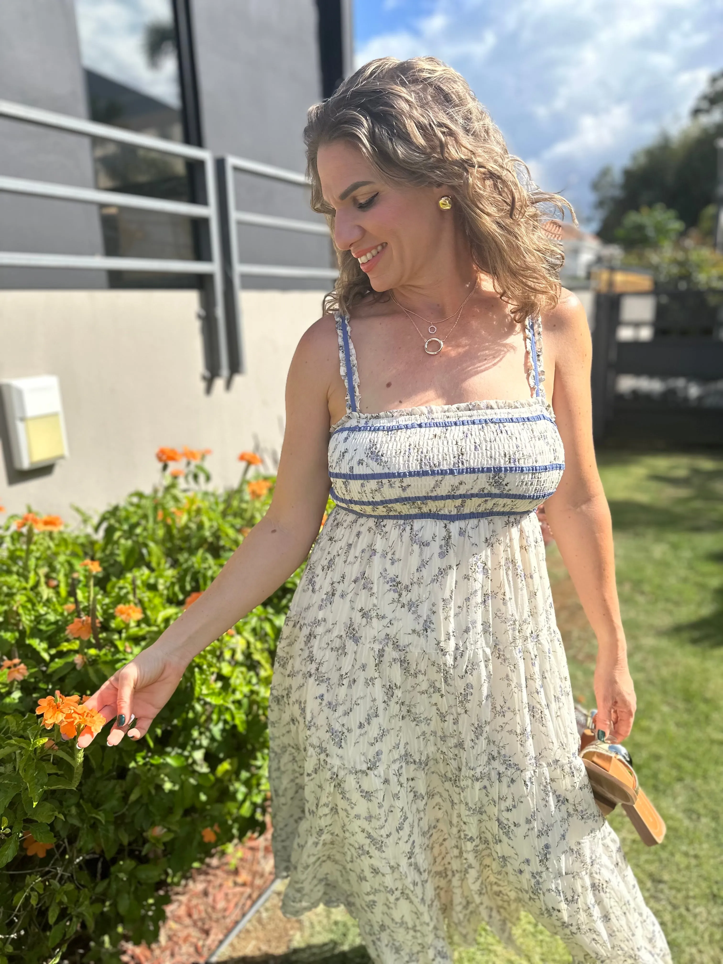 Blue Flower Maxi Dress