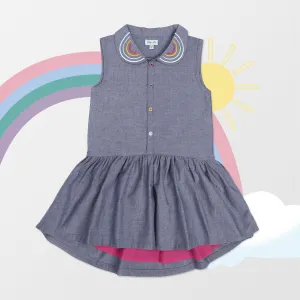 Blue Rainbow Applique Dress