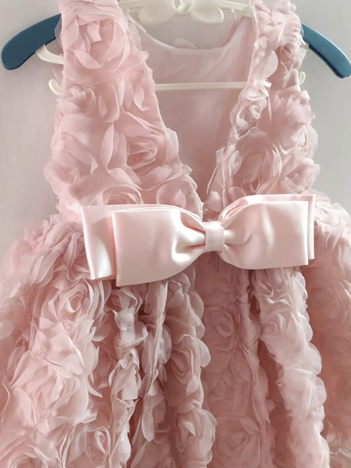 Blush Pink Rosette Bow Party Dress