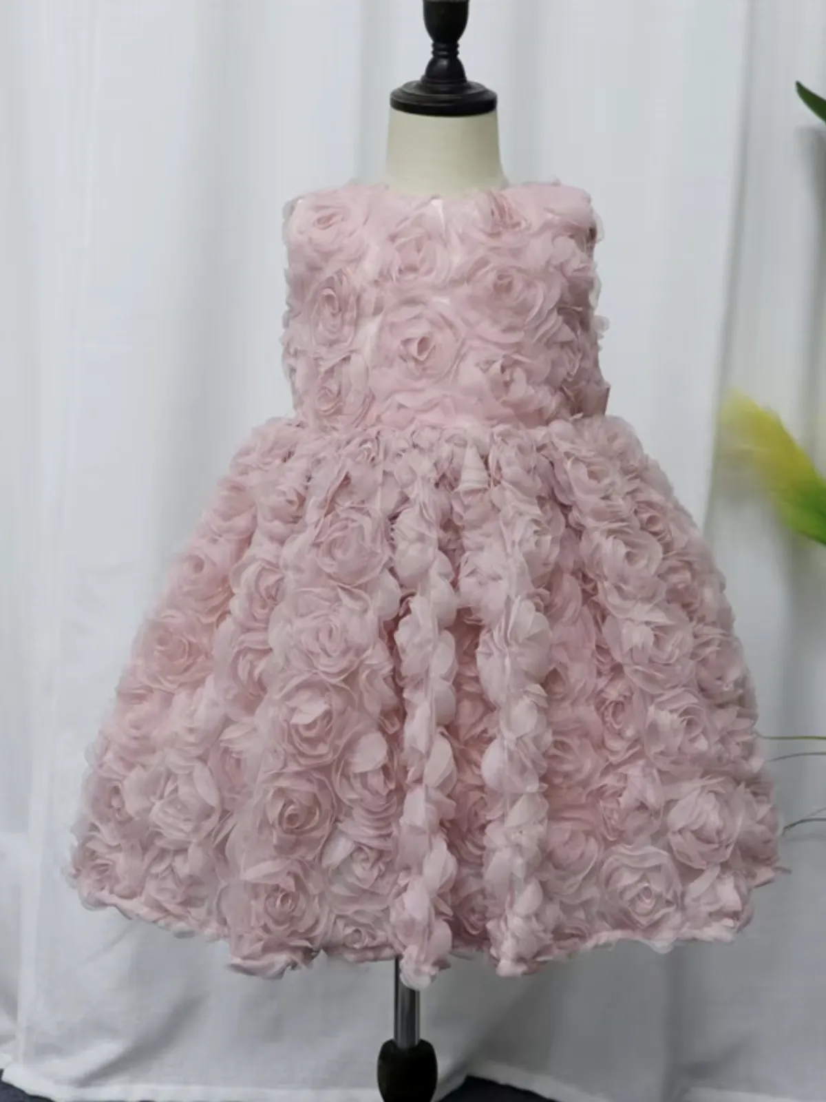 Blush Pink Rosette Bow Party Dress