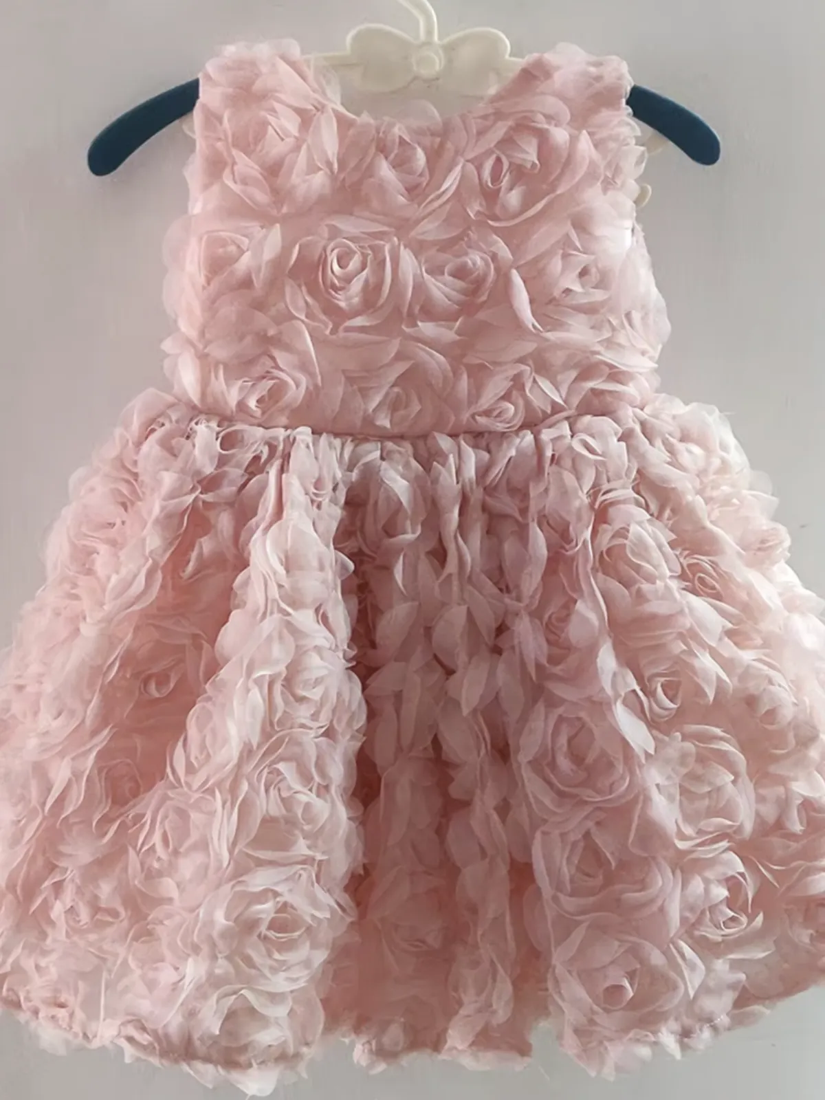 Blush Pink Rosette Bow Party Dress