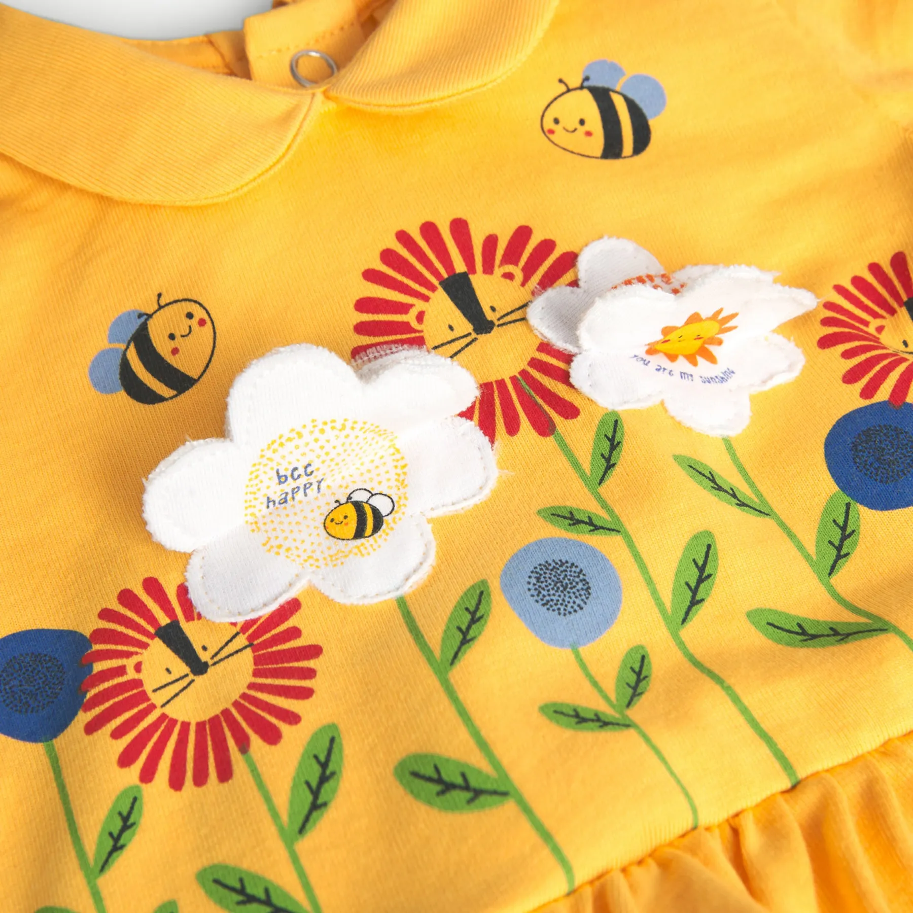 Boboli Summer Floral Detail Yellow Dress