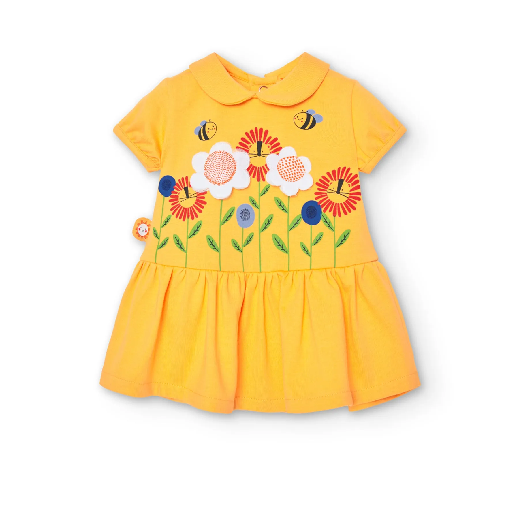 Boboli Summer Floral Detail Yellow Dress