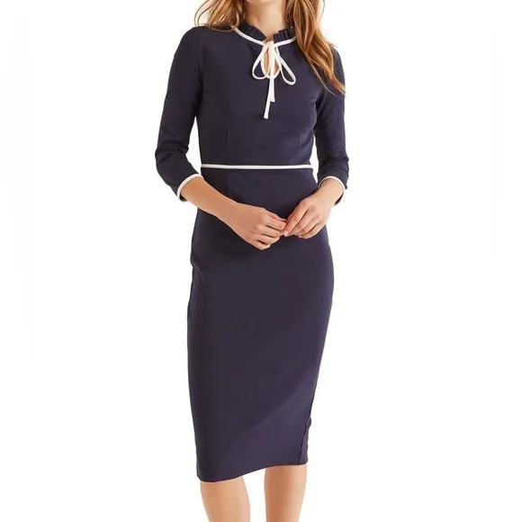 Boden Navy Layla Ponte Midi Dress Size 6