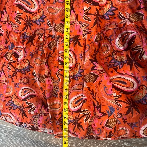 Boden Tiered Cotton Maxi Skirt Coral Paradise Paisley SZ 6P petite Pockets!!