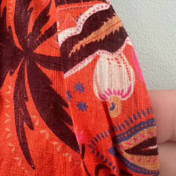Boden Tiered Cotton Maxi Skirt Coral Paradise Paisley SZ 6P petite Pockets!!