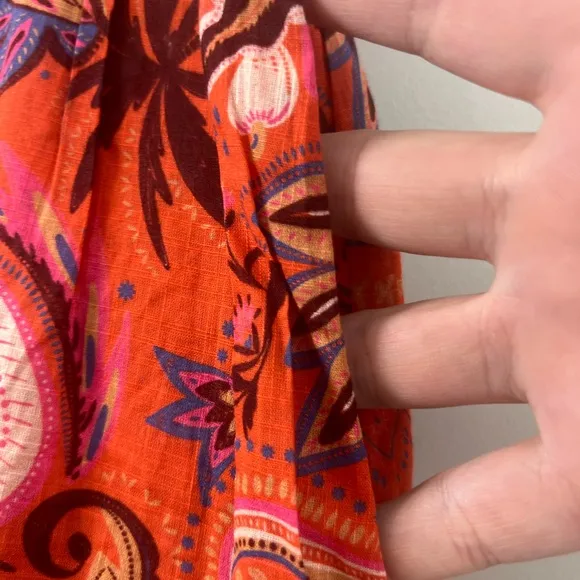 Boden Tiered Cotton Maxi Skirt Coral Paradise Paisley SZ 6P petite Pockets!!