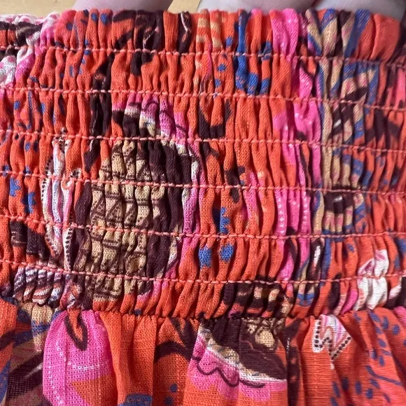 Boden Tiered Cotton Maxi Skirt Coral Paradise Paisley SZ 6P petite Pockets!!