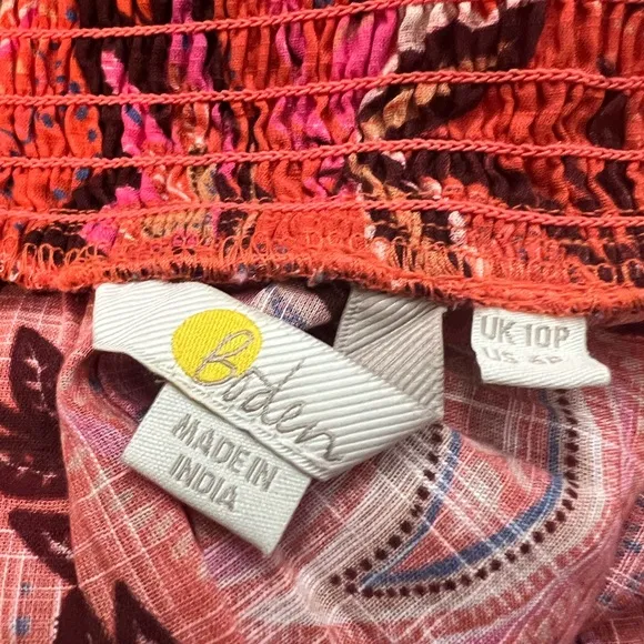 Boden Tiered Cotton Maxi Skirt Coral Paradise Paisley SZ 6P petite Pockets!!