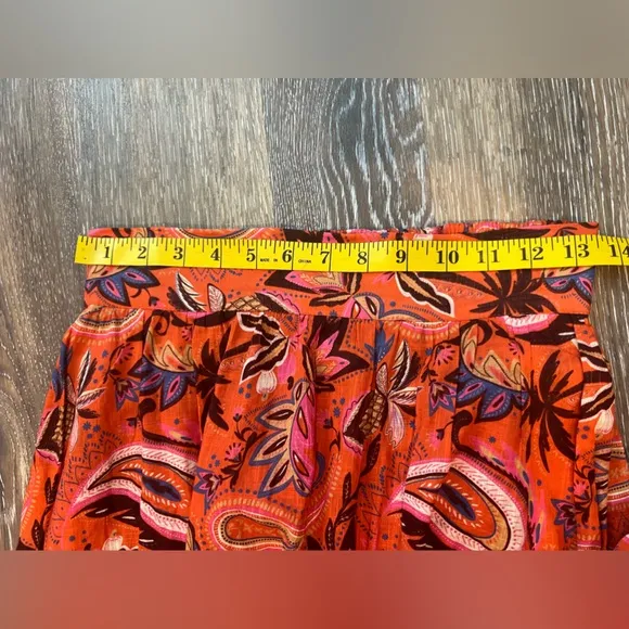 Boden Tiered Cotton Maxi Skirt Coral Paradise Paisley SZ 6P petite Pockets!!