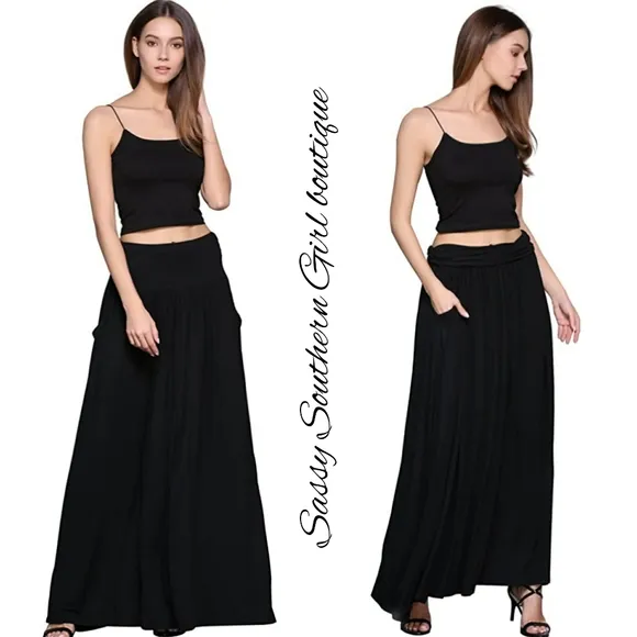 🆕⭐Boho Black pocket maxi skirt