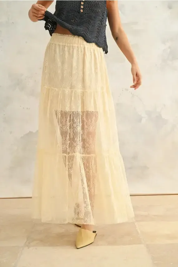 BOHO CHIC LACE MAXI SKIRT
