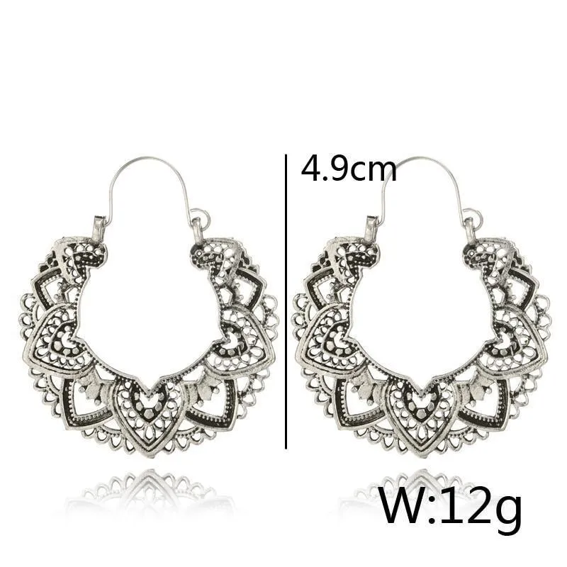 Boho Lotus Hoop Earrings