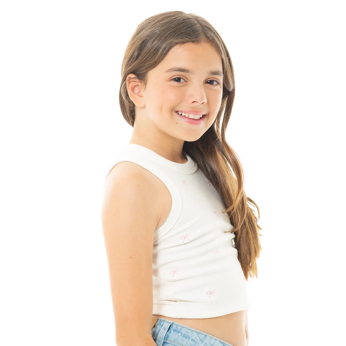 “Bow Breeze” Embroidered Rib Crop Tank