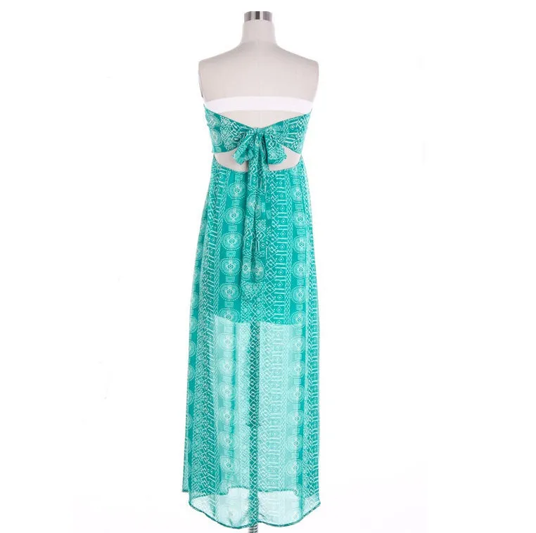 Bow Tie Back Boho Maxi Dress