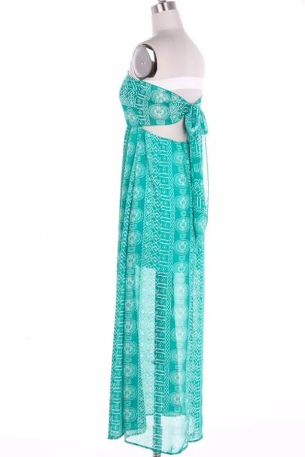 Bow Tie Back Boho Maxi Dress