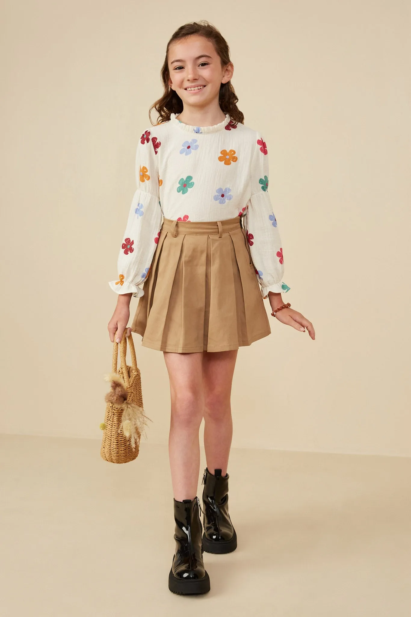 Box Pleated A Line Skirt