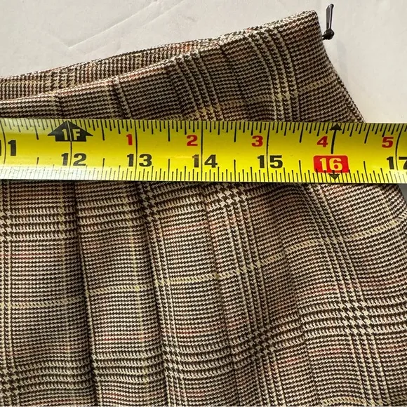 Brooks Brothers Plaid Skirt Pleated Clueless Wool Tan Knee Length A Line Skirt