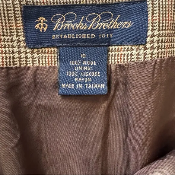 Brooks Brothers Plaid Skirt Pleated Clueless Wool Tan Knee Length A Line Skirt
