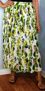 Broomstick Skirt ! Colorful Crinkle Rayon ! One Size, Fits Most ! Peasant Boho !! Modern Print!!