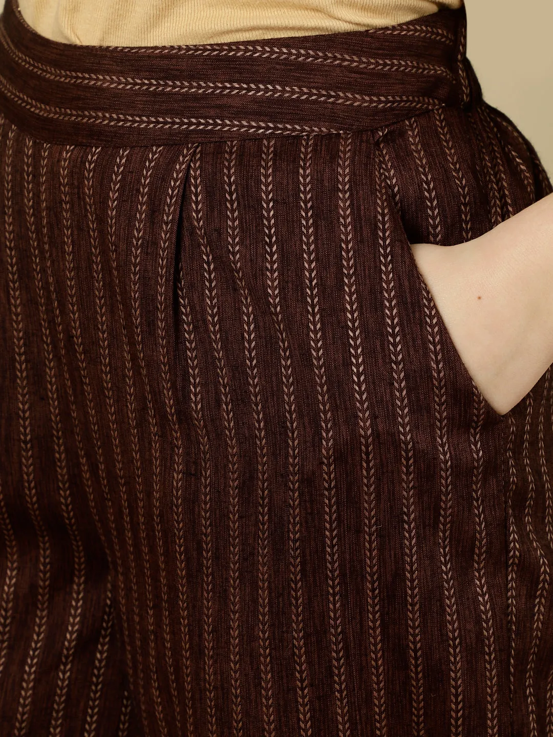 Brown Mirror Work A-line Kurta With Palazzo