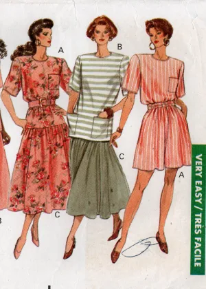 Butterick 4656 Womens EASY Casual Top Skirt Shorts & Culottes 1990s Vintage Sewing Pattern Size 16 - 18