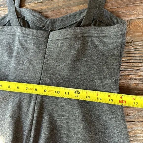 CAbi grey stretch peplum zippered top with midi length pencil skirt EUC size 6