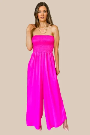 Callie Neon Fuchsia Wide Leg Jumpsuit