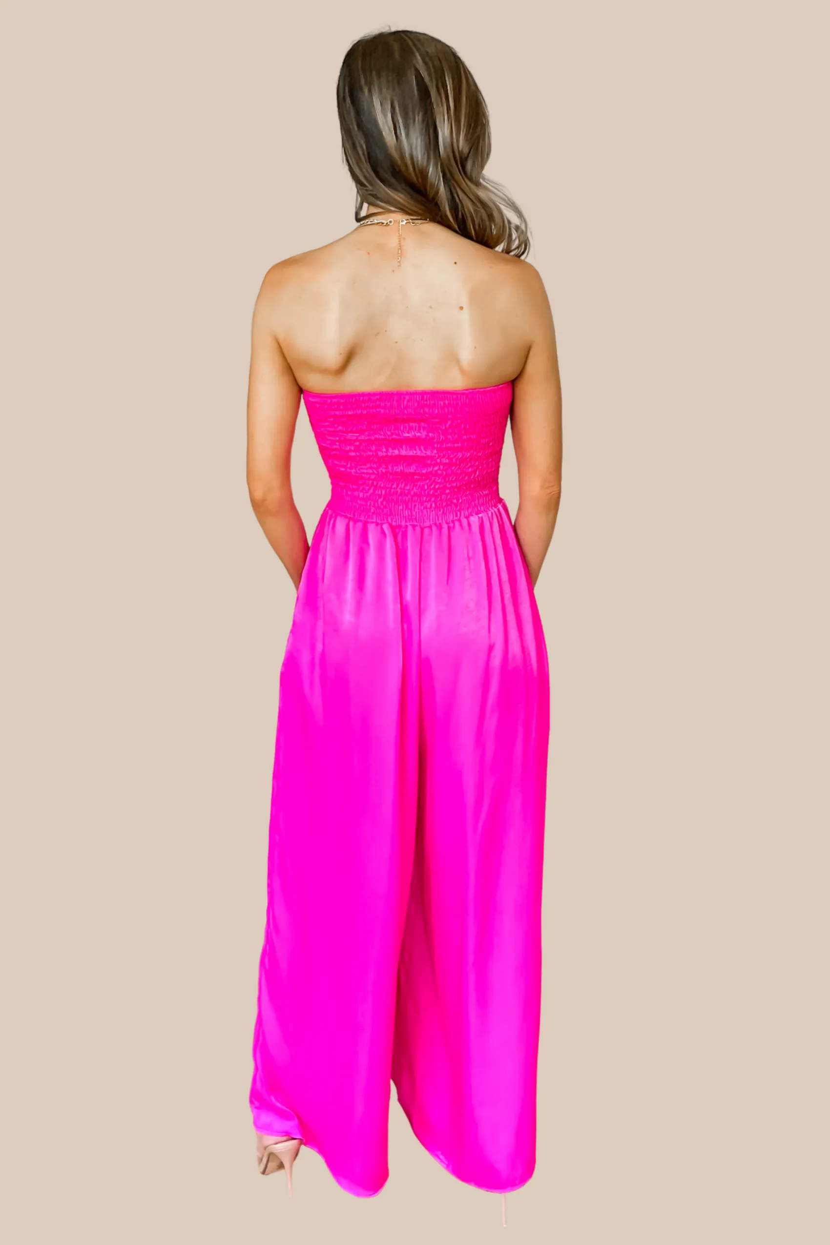 Callie Neon Fuchsia Wide Leg Jumpsuit