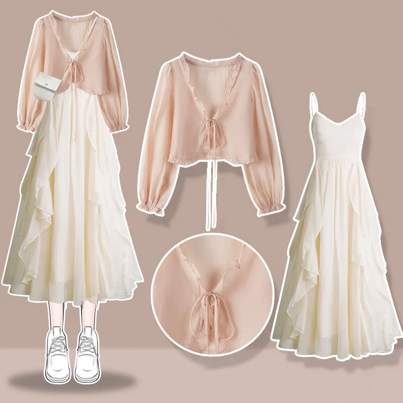 Cardigan   Dress Two-piece Set UB99268