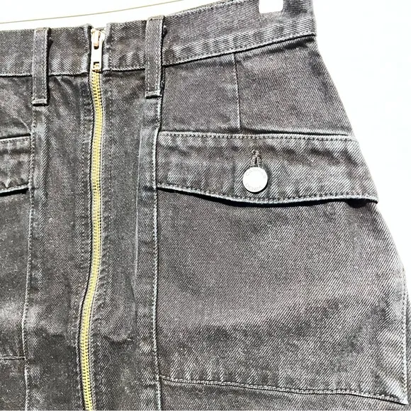 Carmar LF 24 black jeans skirt zip front cargo pockets Distressed