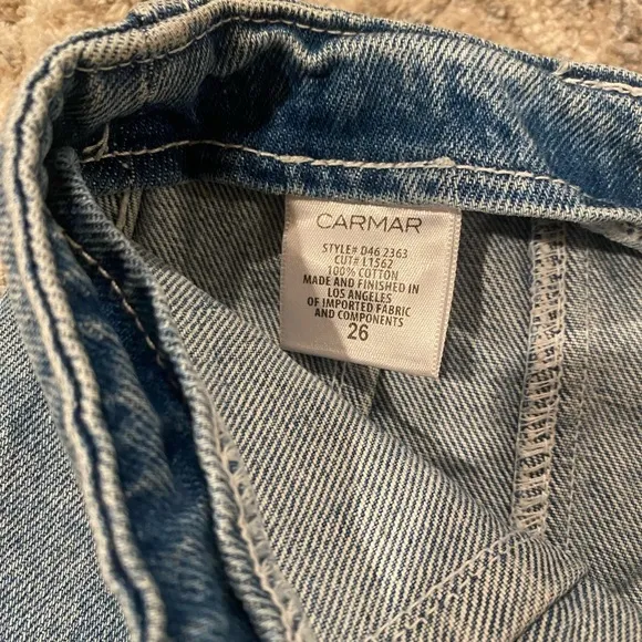 CARMAR MAIA‎ Destroyed Denim Mini Skirt Size 26