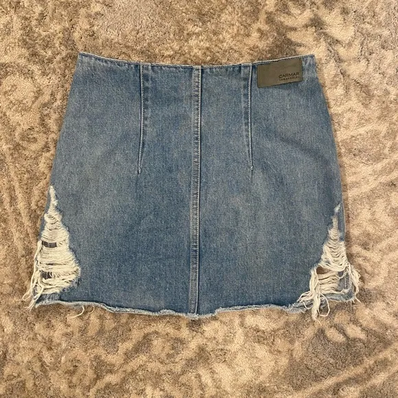 CARMAR MAIA‎ Destroyed Denim Mini Skirt Size 26