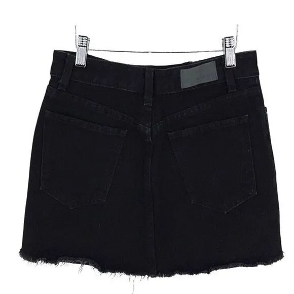 Carmar Womens Colin Double Zipper 100% Cotton Denim Mini Skirt Black Size 26