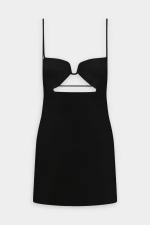 Chaleg Linen Short Dress in Black
