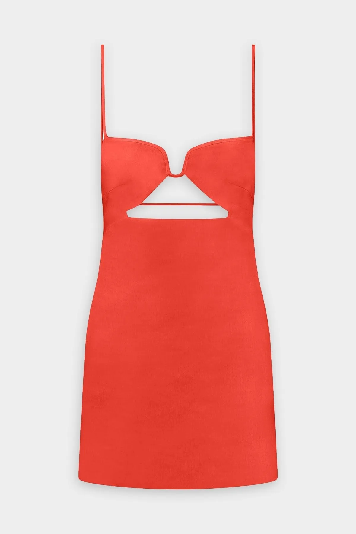 Chaleg Linen Short Dress in Blood Orange
