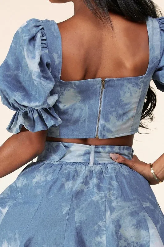 Chambray Tie-Dye Skirt Set