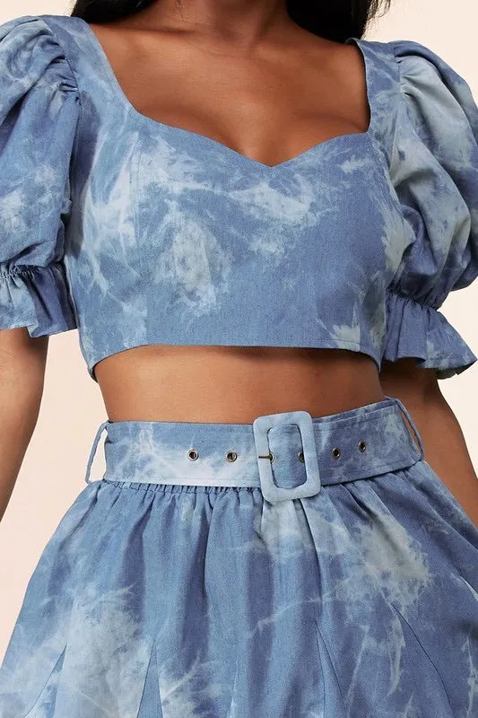 Chambray Tie-Dye Skirt Set