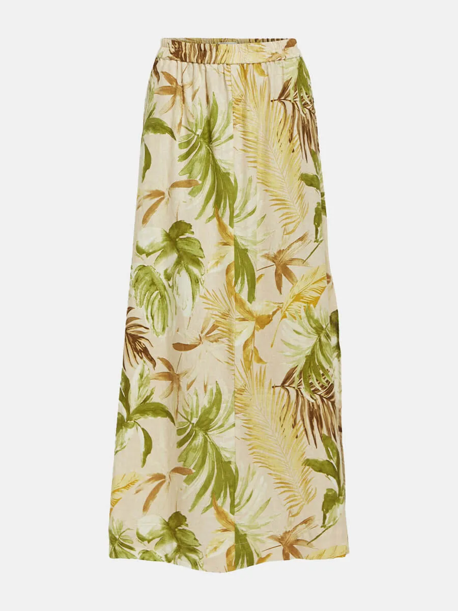Chang Linen Maxi Skirt - Tea Leaf